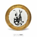 سینی چوبی گرد طرح خطی - giftamoon.com